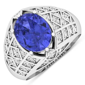 2.63ctw Violet Tanzanite and Diamond 14K White Gold Halo Ring