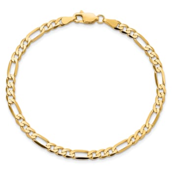 14K Yellow Gold 4mm Flat Figaro Chain Bracelet