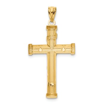 14k Two-tone Gold Textured INRI Crucifix