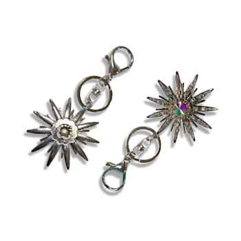 Silver Tone AB and Clear Crystal Celestial Star Keychain
