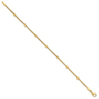 14K Yellow Gold Polished and Diamond-cut Beads Bracelet