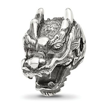 Sterling Silver Reflections Antiqued Chinese Dragon Hinged Bead