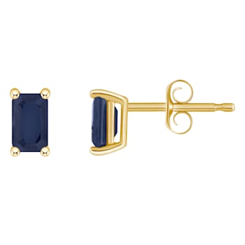 5x3mm Emerald Cut Sapphire 14k Yellow Gold Stud Earrings
