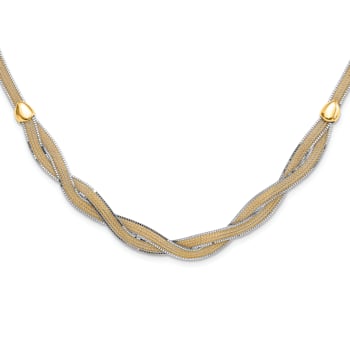 14k Two-tone 17-inch with 2-inch Ext. Mesh Necklace