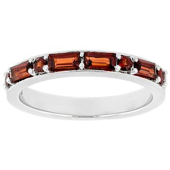 Garnet And Enamel Reversible Band Ring In Platinum Over Sterling Silver