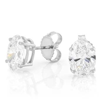 Lab-Grown Diamond Oval Stud Earrings In 14K White Gold 3.00ctw
