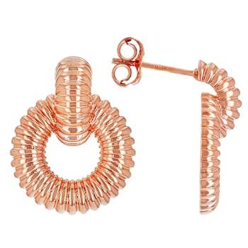 Copper Ribbed Door Knocker Earrings
