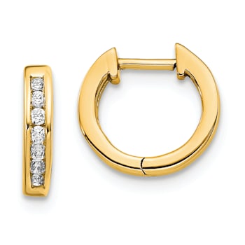 14K Yellow Gold Lab Grown Diamond Hinged Hoop Earrings