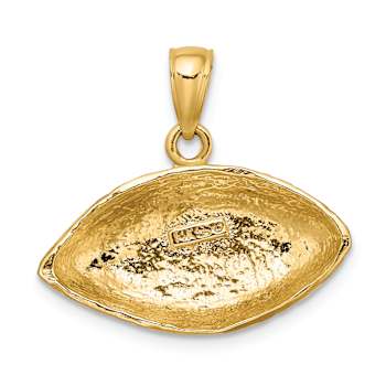 14k Yellow Gold Polished, Brushed and Textured Open-Backed Football pendant
