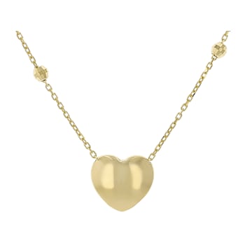 Puffy Heart Necklace In 10K Gold