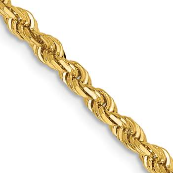 14k Yellow Gold 3mm Solid Diamond-Cut Quadruple Rope 24 Inch Chain