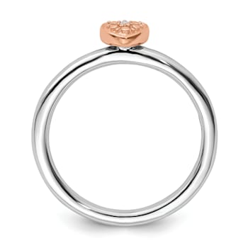14K Rose Gold Over Sterling Silver Stackable Expressions Diamond Heart
Ring 0.005ctw