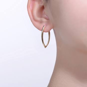 Marquise-Shaped CZ Inside-Out Hoop Earrings In 14K Gold Over Sterling Silver