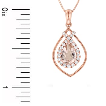 0.75ctw Morganite and Diamond Pendant in 14k Rose Gold