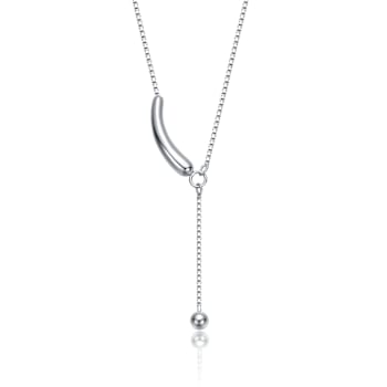 Minimalist Curved Bar Y-Necklace In Sterling Silver