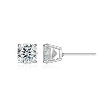 Square Cushion Cut Moissanite Platineve Stud Earrings 2.60ctw DEW