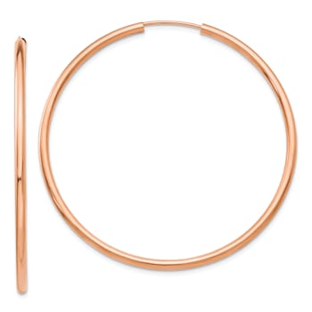 14k Rose Gold 1 15/16" Polished Endless Hoop Earrings