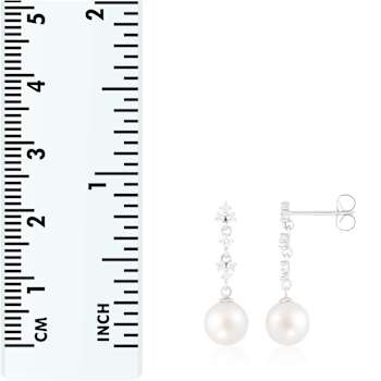 White Cultured Freshwater Pearl 14k White Gold Earrings 7-7.5mm