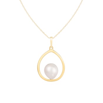 14k Yellow Gold Dangling Cultured 9mm Freshwater Pearl Pendant, 18"
Chain Included