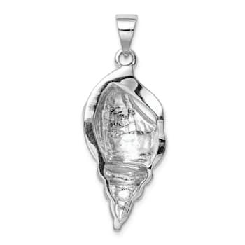 Rhodium Over Sterling Silver Larimar Shell Pendant