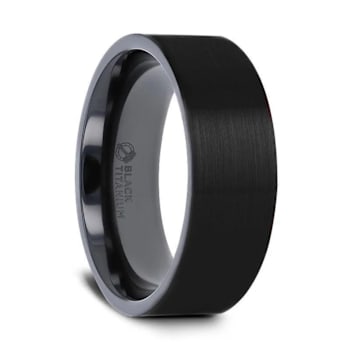 SAN BERNARDINO Brushed Finish Flat Black Titanium Men’s Wedding Band 8mm
