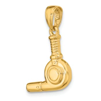 14k Yellow Gold 3D Blow Dryer Pendant