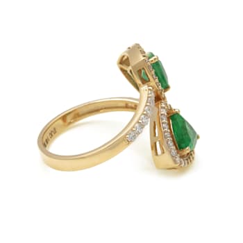 1.49Ctw Emerald with 0.52Ctw Diamond Ring in 14K YG