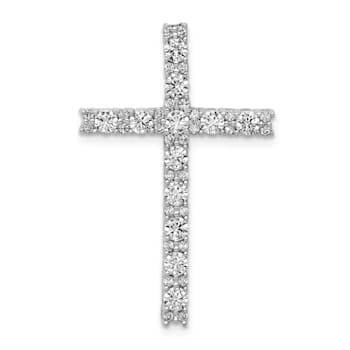 Rhodium Over 14k White Gold Diamond Latin Cross Chain Slide Pendant