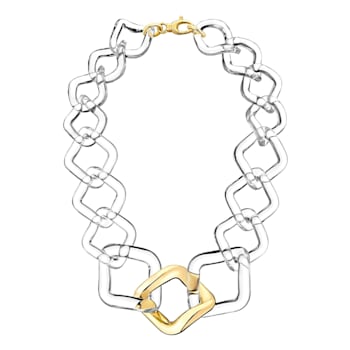 14K Yellow Gold Over Brass Oversized Twisted Link Acrylic Necklace