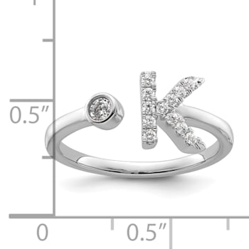 Rhodium Over 14K White Gold Lab Grown Diamond VS/SI GH, Initial K
Adjustable Ring