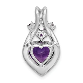 Rhodium Over 14k White Gold Amethyst Heart Pendant