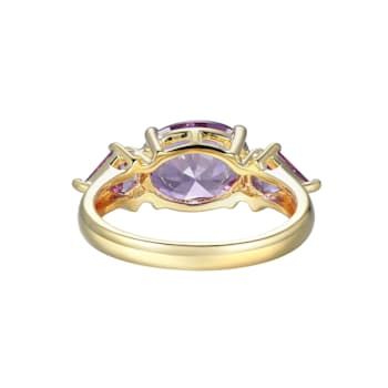 Lab Created Alexandrite Sapphire 18k Yellow Gold Over Silver December
Birthstone Ring 3.28ctw