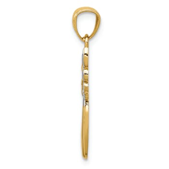 14k Two-tone Gold  Textured Filigree Angel Pendant