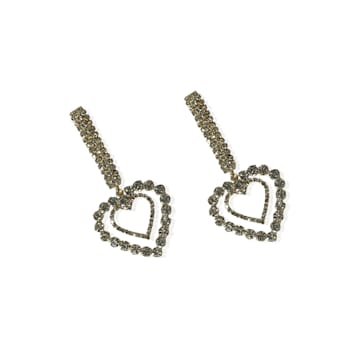 Off Park® Collection, Gold Crystal Double Heart Drop Earring