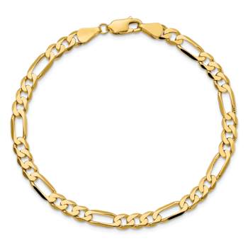 10k Yellow Gold 5.25mm Flat Figaro Link Bracelet