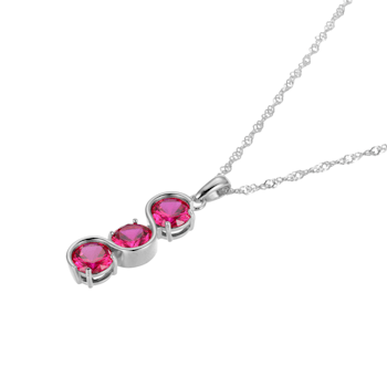 Lab Created Ruby Platinum Over Sterling Silver July Birthstone Pendant 3.84ctw