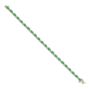 14k Yellow Gold and 14k White Gold Diamond and Emerald Bracelet