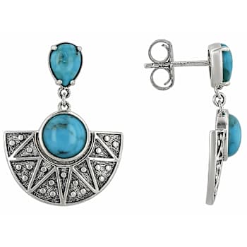 Turquoise Sun Sterling Silver Earrings 7mm And 7x5mm