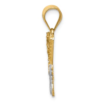 14k Two-tone Gold  Diamond-Cut Butterfly Pendant