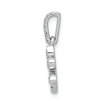 Rhodium Over 14k White Gold Diamond Paw Print Pendant