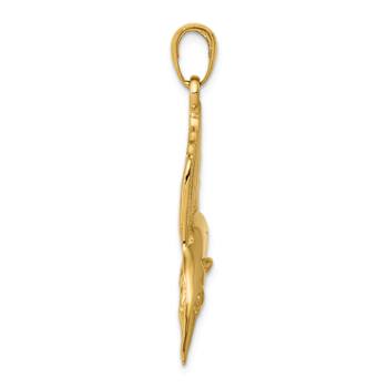 14k Yellow Gold Polished and Textured Sailfish Pendant