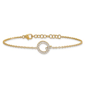14k Yellow Gold Diamond Sideways Letter Q Bracelet
