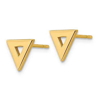 14k Yellow Gold 8mm Open Triangle Stud Earrings