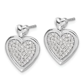 Rhodium Over 14k White Gold Diamond Fancy Heart Stud Earrings