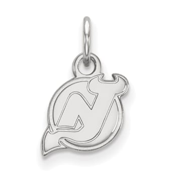 Rhodium Over Sterling Silver NHL LogoArt New Jersey Devils Extra Small Pendant