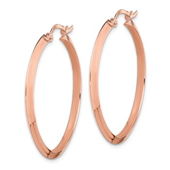 14k Rose Gold Polished 1 5/16" Hoop Earrings