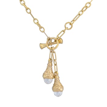 White Cubic Zirconia 18K Yellow Gold Over Bronze Necklace 5.30ctw