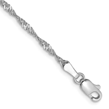 14K White Gold 1.7mm Singapore Chain Bracelet