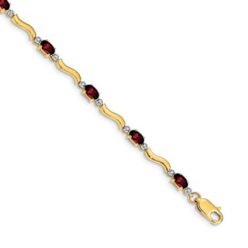 10k Yellow Gold and Rhodium Over 10k Yellow Gold Fancy Diamond, Garnet Bracelet