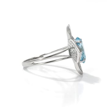 Sky Blue Topaz and White Topaz Sterling Silver Ring